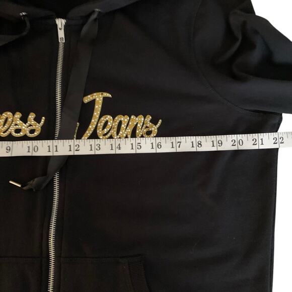 Guess Jeans Hoodie Women's X-Large Full Zip Rhinestone Embellished Spell Out - Picture 8 of 9